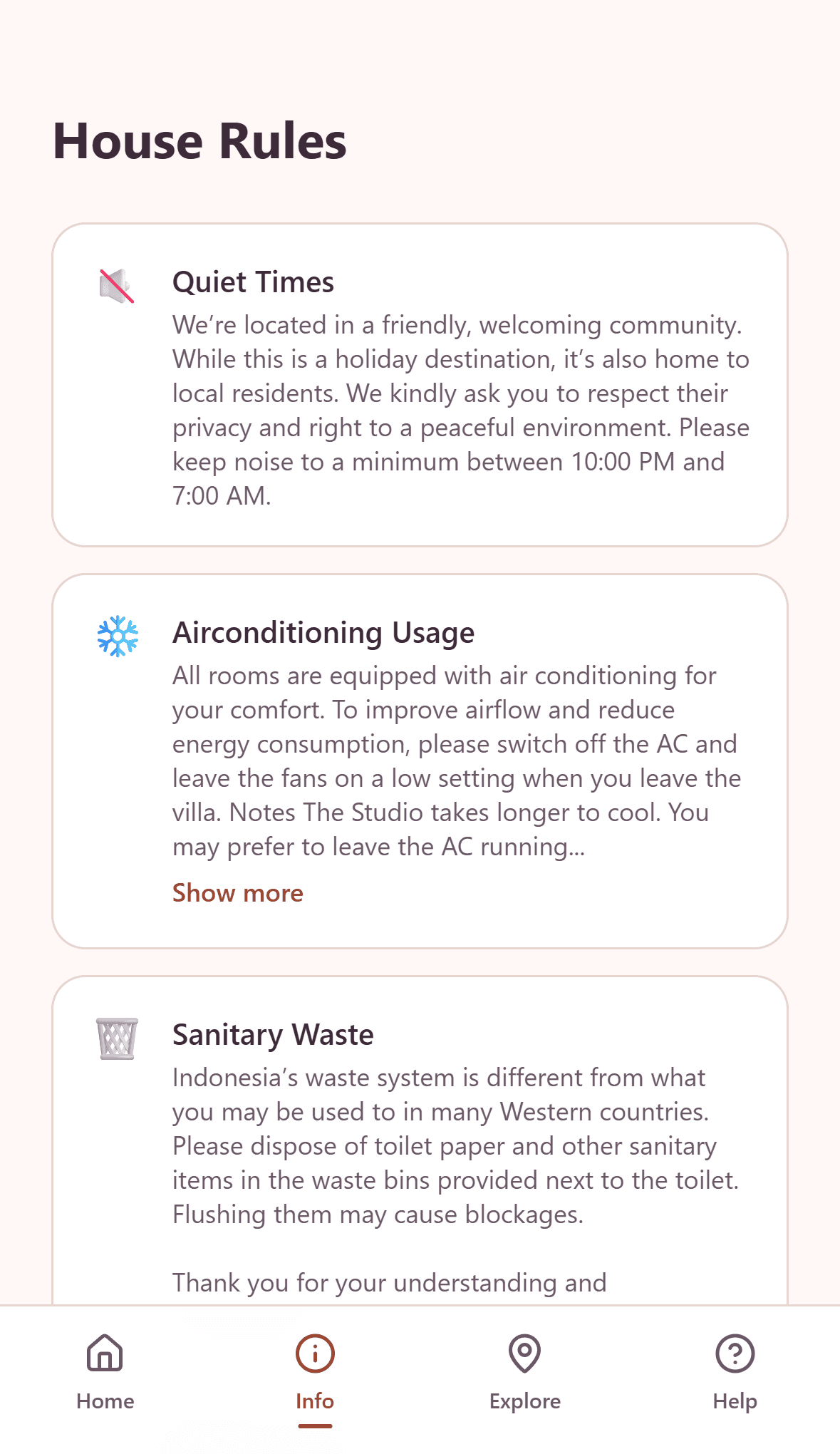 Smart check-in section with gated lockbox code, WiFi password, and step-by-step instructions